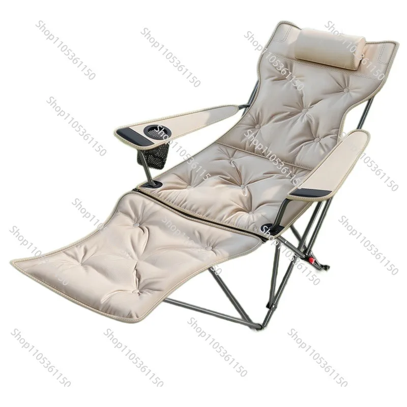 Outdoor cotton folding chair with leg rest armrest recliner adjustable lounge chair lunch break sitting and reclining ottoman