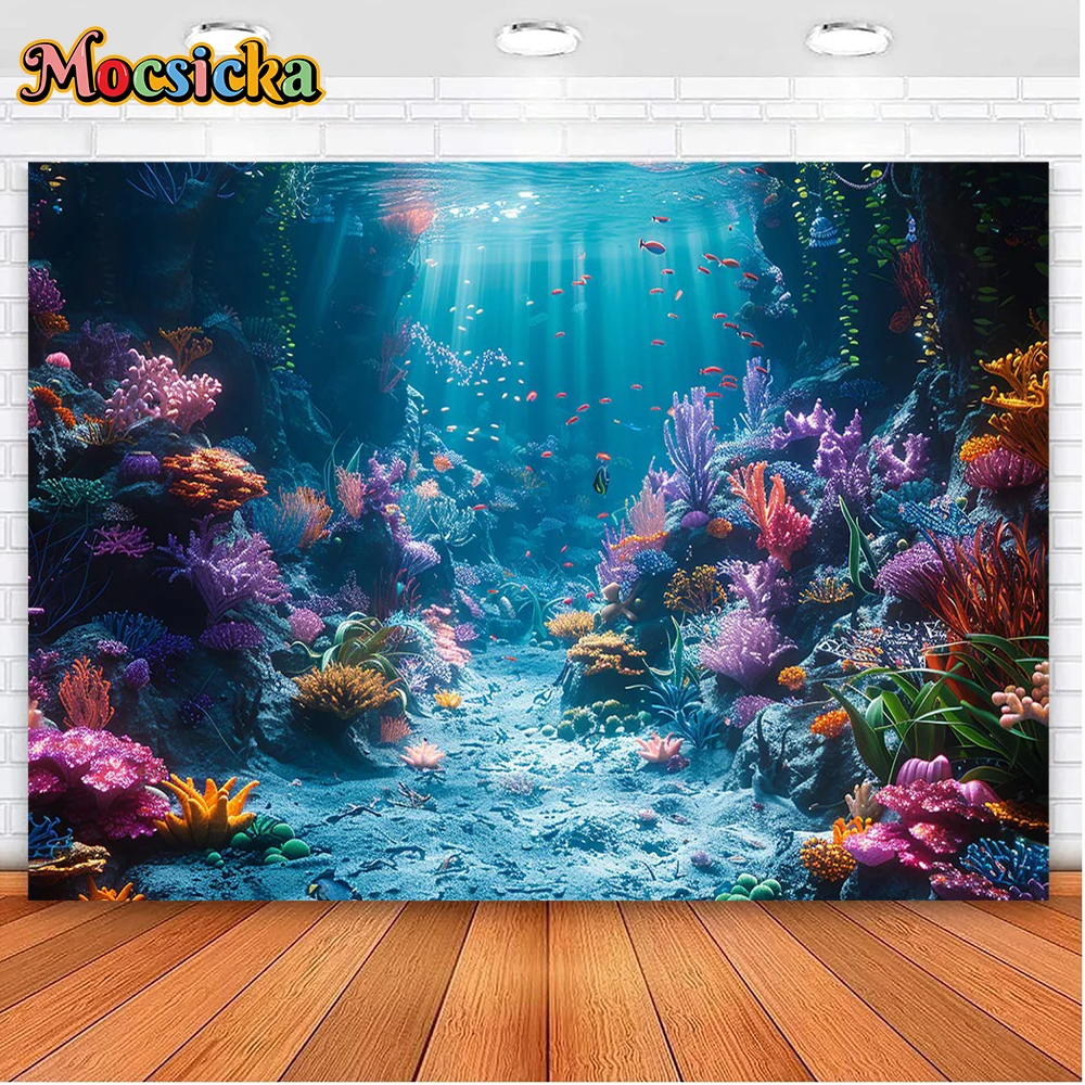 Mocsicka تحت الماء التصوير خلفية ضوء الشمس من خلال الصخور المائية النباتات الأسماك الحياة البحرية ساحر المحيط استوديو ديكور