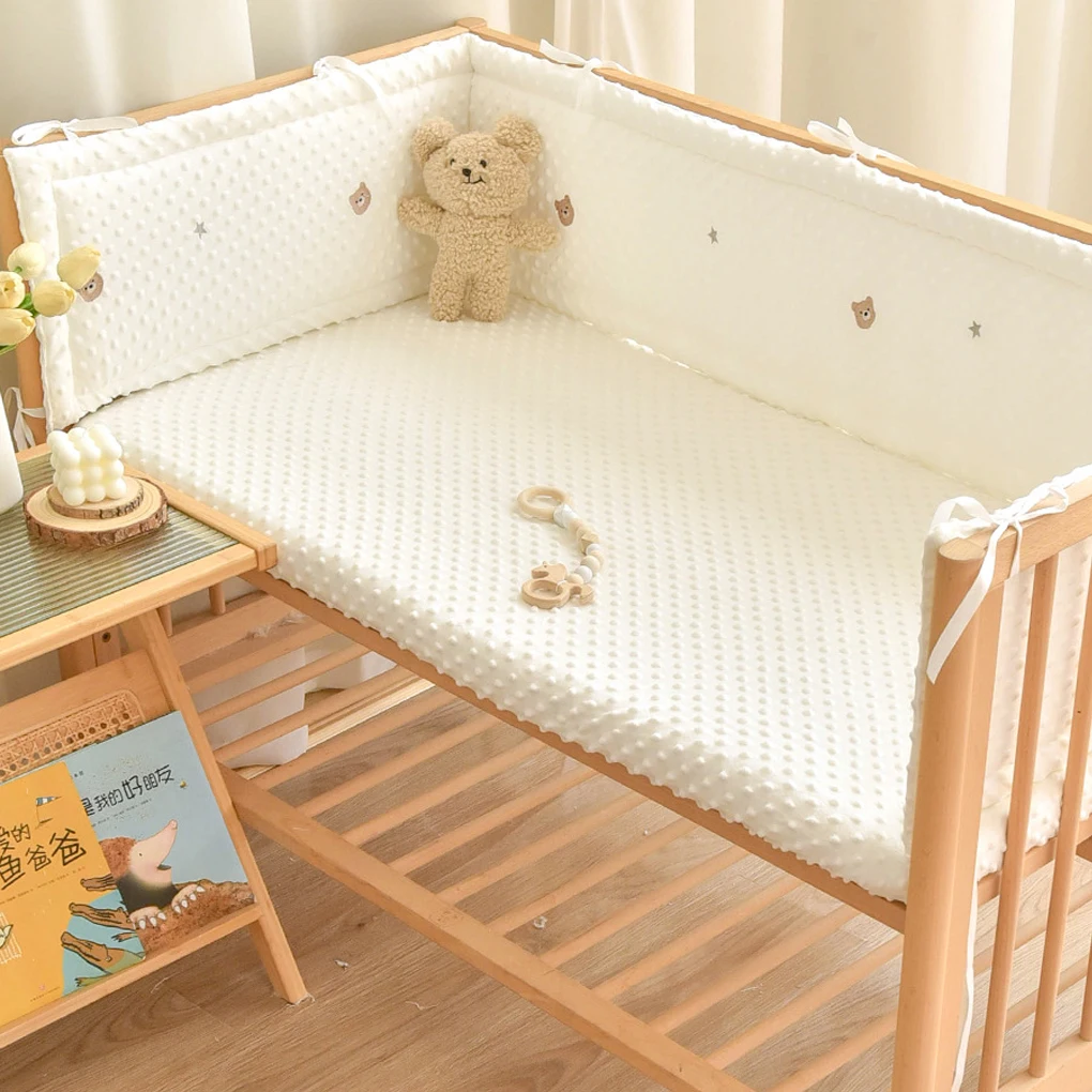 1Pcs Cotton Baby Bumper Crib Protector Korean Style Quilted Crib Fence Soft Anticollision Detachable Washable Bed Surround Fence