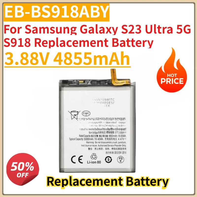 

High Quality New EB-BS918ABY 3.88V 4855mAh Mobile Phone Battery For Samsung Galaxy S23 Ultra 5G S918 Replacement Battery
