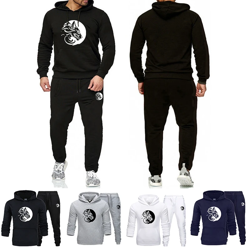 

2023 Sport Set Hooded Tracksuit Men Gyms Sweatshirt Long Sleeve Hoodies and Sweatpants Outdoor Training Jogging Men's Outfits