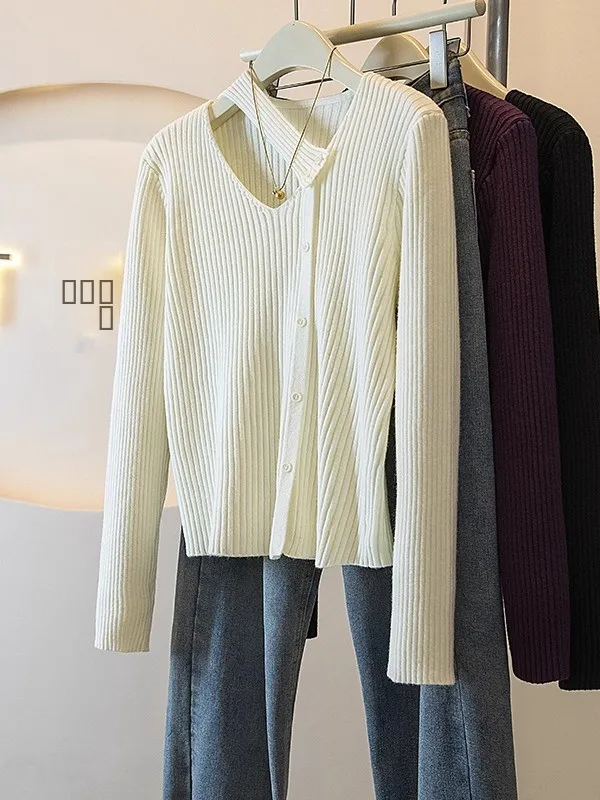 

Женский вязаный свитер Ele с V-образным вырезом и длинными рукавами, свободного кроя, осенне-зимний, больших размеров, базовый топ для ношения под одеждой