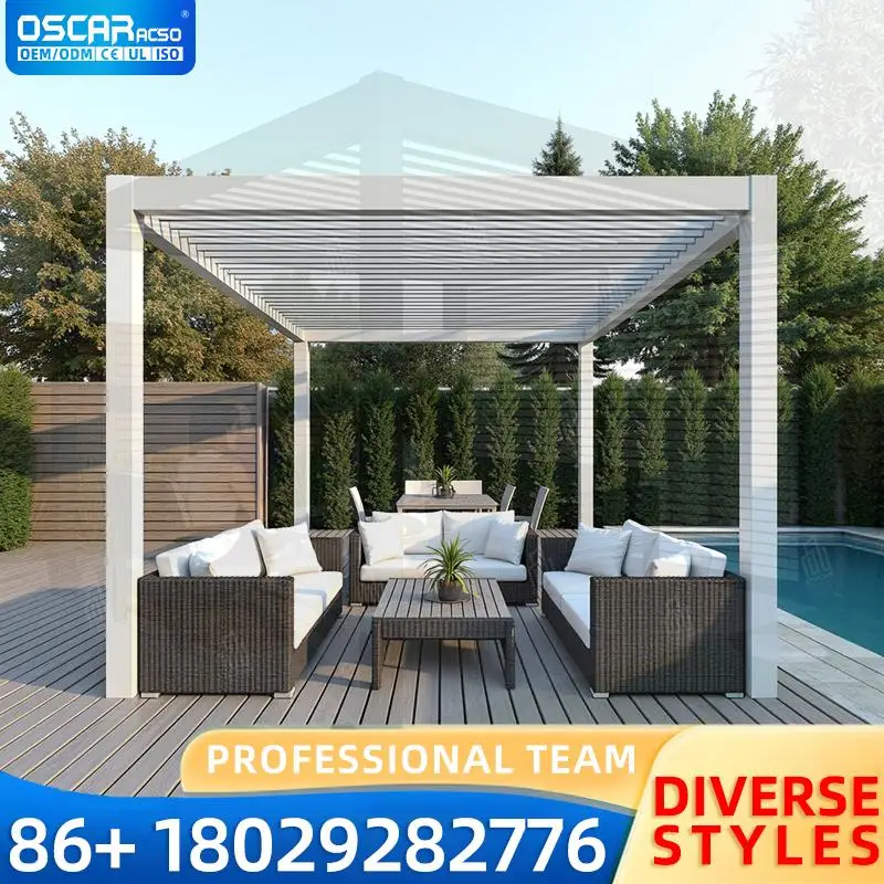 

Настраиваемые моторизованные чехлы для патио, автоматический биоклиматический алюминиевый навес для заднего двора, уличной кухни, перголы