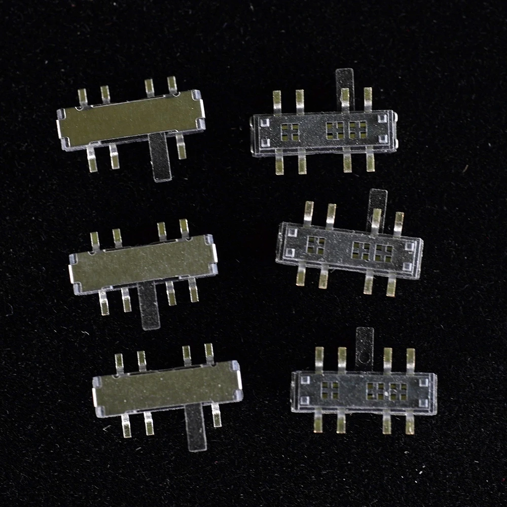 50Pcs/Lot Double Row Eight Feet Three Gear Horizontal Mini Toggle Switch Handle Height 2/3/4mm Side Sliding Switch MSKT-23D20A