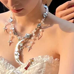 Goddess the Moon Pearl necklace high-grade sense niche crystal fringe collar chain original design women's banquet accessories