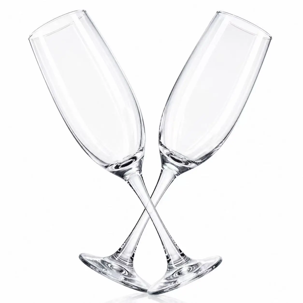 Clear Crystal Champagne Flutes 2Pcs Set Long Stem Wine Glass Wedding Toasting Goblet Bride Groom Engagement Anniversary Wedding