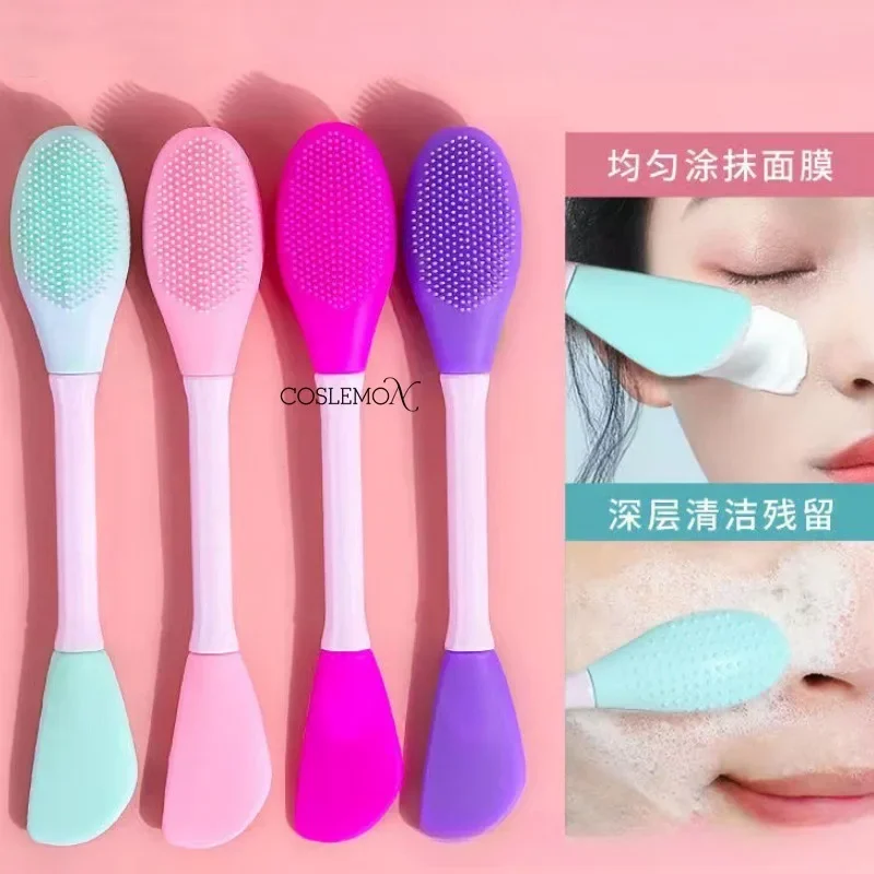 Dubbele Kop Siliconen Borstels Lepel Spatel Roerstok Gezichtsmasker Gezichtsmassage Reiniging Scrubber Huidverzorging Make-Up Tools