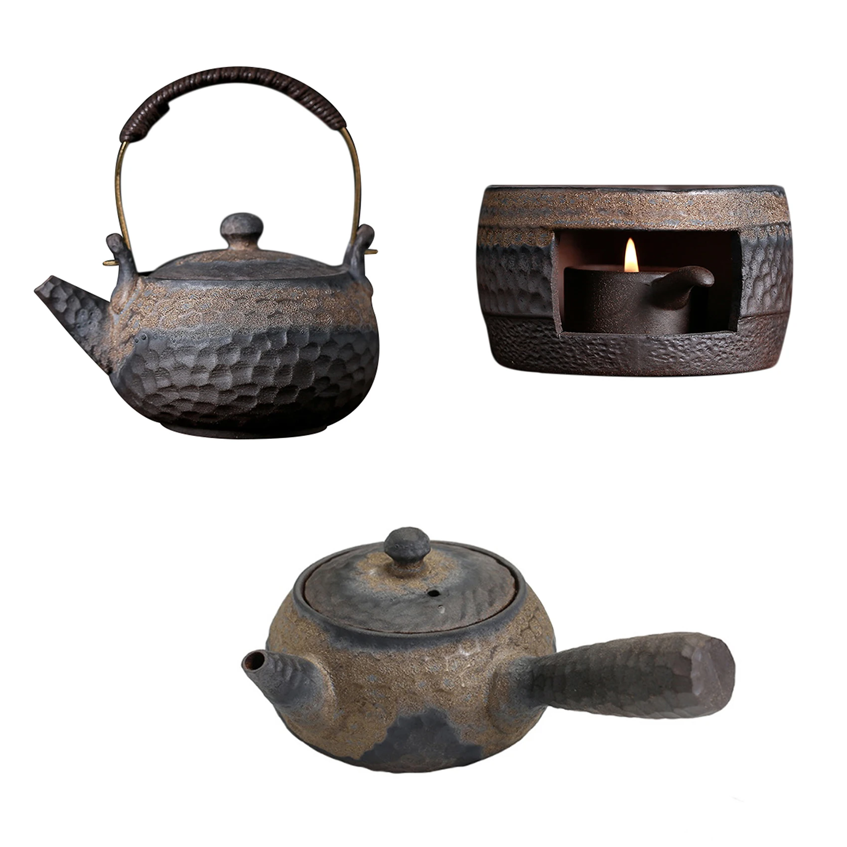 Japanese Coarse Pottery Handmade Teapot Warmer Ceramic Retro Tea Heater Candle Stand Tea Stove Kung Fu Teapot