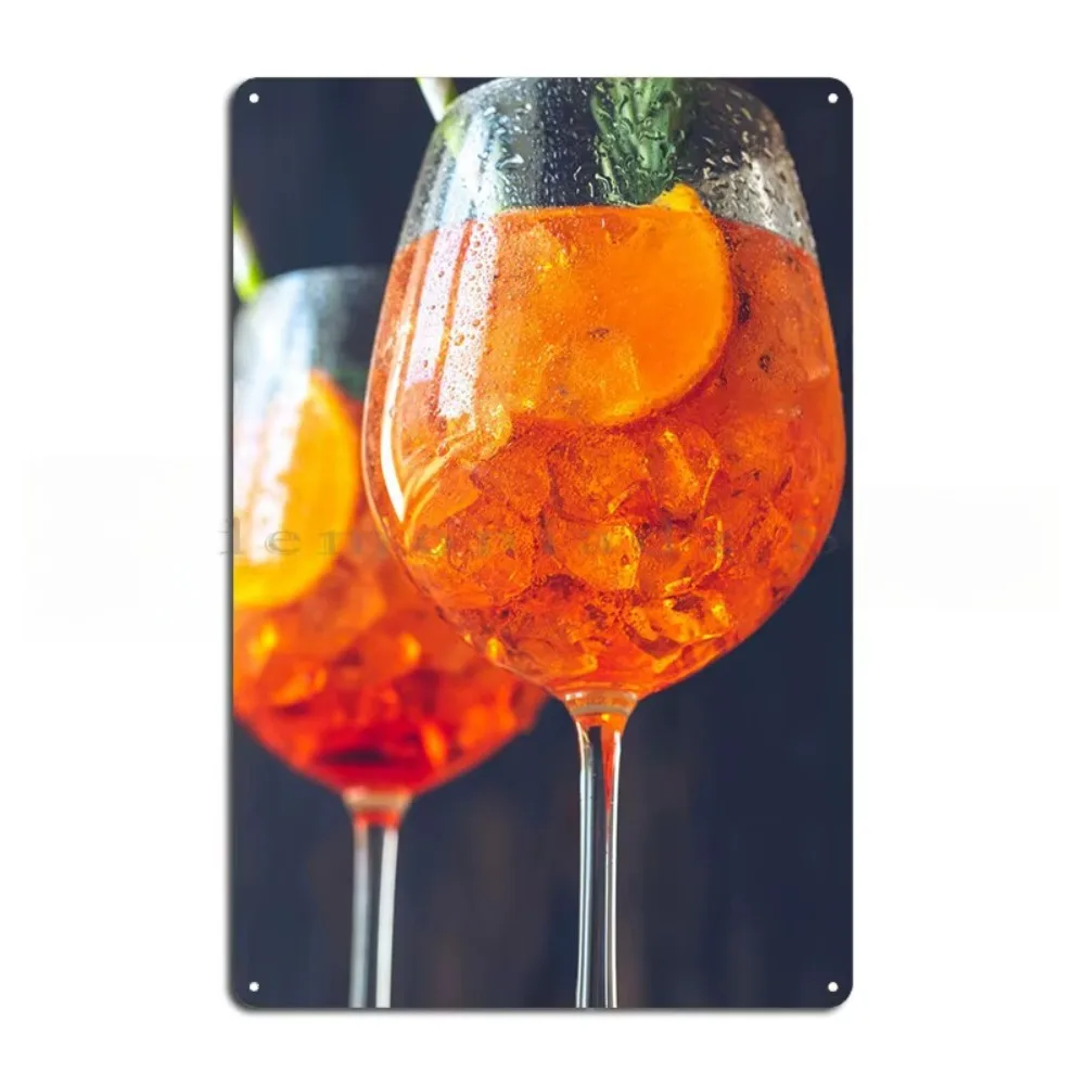 Aperol Spritz Cocktail Metal Plaque Poster Club Classic Decoration Designing Wall Decor Tin Sign Poster 16x12inch 40x30cm