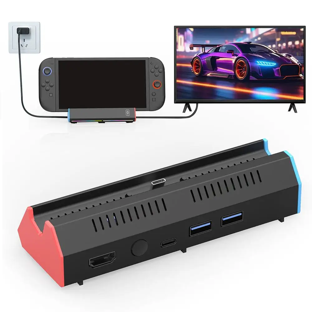 

Портативная док-станция для телевизора для коммутатора 2, адаптер HDMI/порт типа C/USB-порт/зарядка 100 Вт, игровые аксессуары B6G9