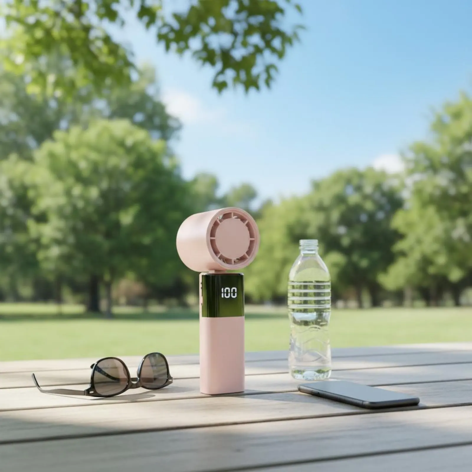 

Мини-вентилятор с цифровым дисплеем, 100 регулируемых скоростей, на батарейках, с дисплеем, длительное время работы от батареи, бесшумная работа, для кемпинга