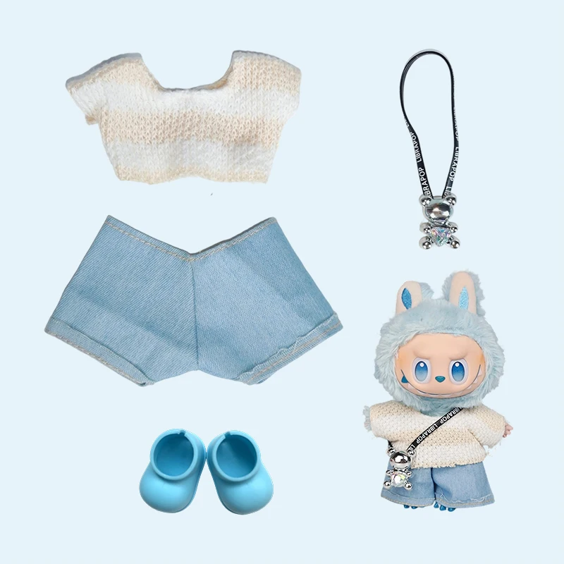 Vestiti di moda Ropa Labubu Vestiti Outfit Accessori per bambole per 15/17 cm Labubu V2 V1 Bretelle per bambole di peluche Vestito