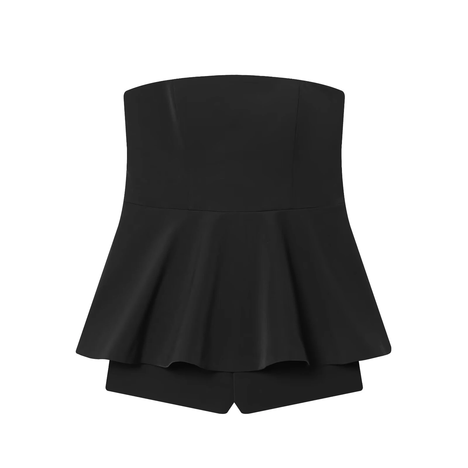 กระโปรงทรงบานแบบไม่มีสายคาดเอว สไตล์ลำลองสำหรับผู้หญิง คอลเลคชั่นฤดูหนาว พร้อมกางเกงขาสั้นแบบจั๊มพ์สูทไม่มีสายคาดเอว