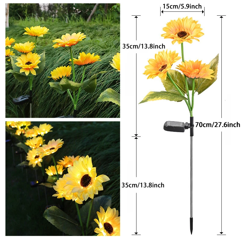 Lampe solaire en forme de tournesol, étanche, LED, à encastrer au sol, pour jardin, pelouse, cour, décoration