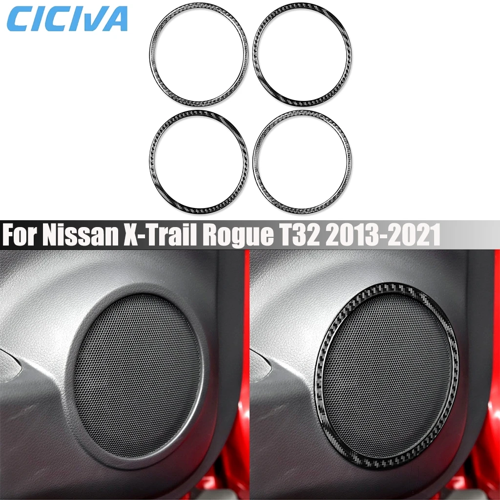 

Carbon Fiber Car Accessories Door Speaker Ring Interior Cover Modified Trim Sticker For Nissan X-Trail Rogue T32 2013-2021