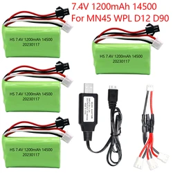 7.4V 1200mAh Li-ion Battery For MN45 WPL D12 D90 RC Car Boat Gun 7.4V Lipo Battery With Charger RC Car Accessories 14500 SM PLUG