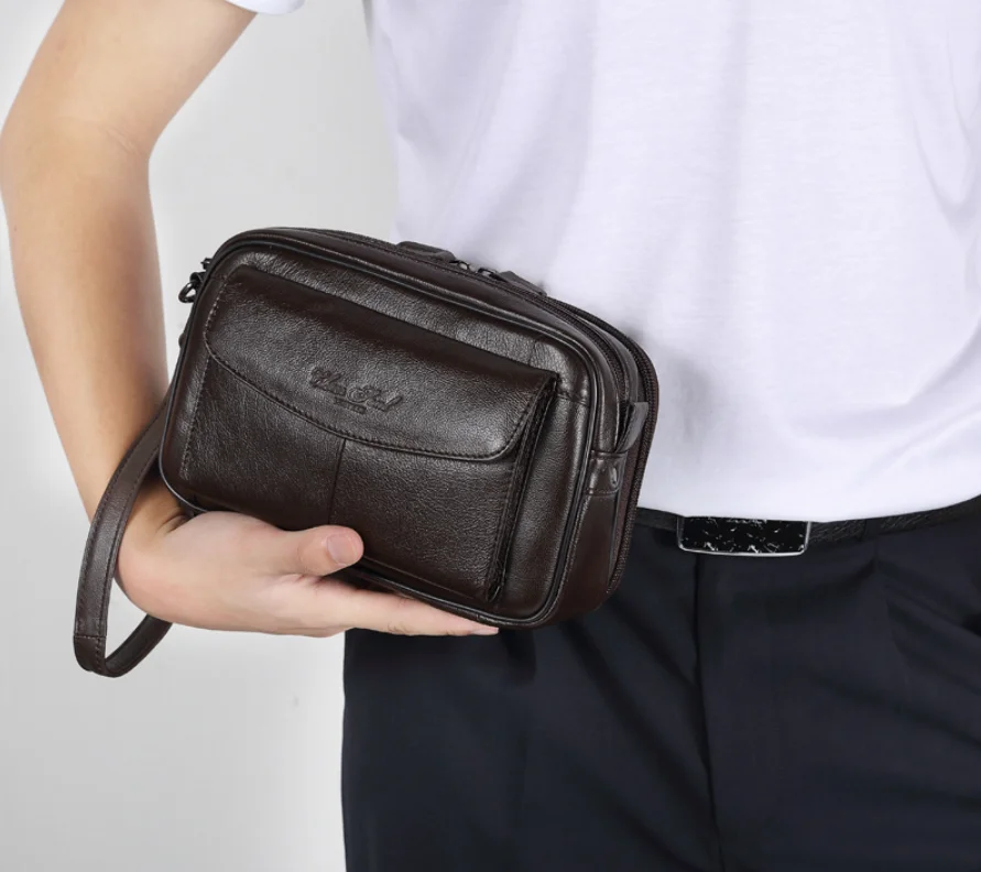 

Men Clutch Bag Long Wallet Purse Genuine Leather 6.4 Inch Mobile Cell Phone Case Pocket Business Cowhide Male Handy Wrist bag 가방
