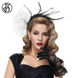 FS Fascinators Headband Elegant Veil Feather Wedding Bridal Small Top Hats For Women Formal Dress Cap Party Headpiece 2023