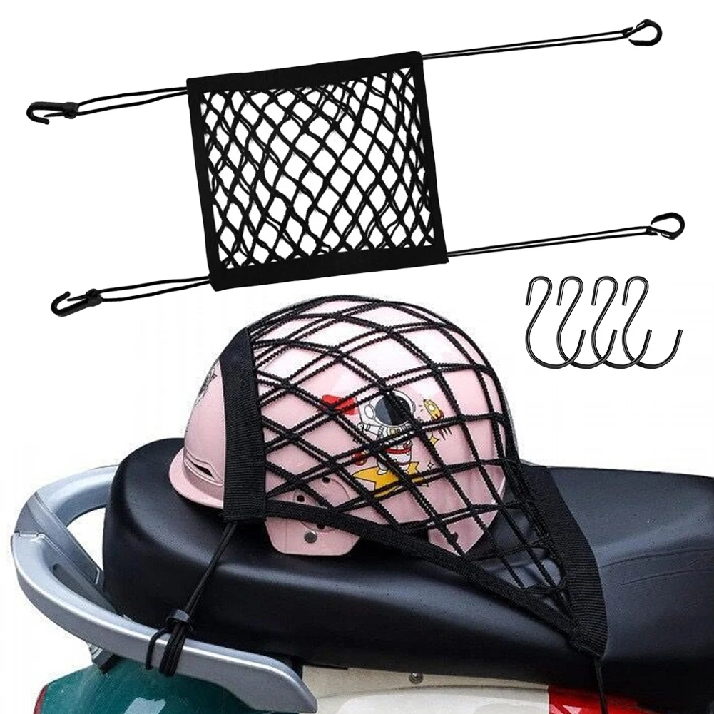 Motorbike Luggage Net Holder Bike Scooter Mesh Storage Bag Cargo Bike Scooter Mesh Elastic Net Bag Motorbike Storage Accessories