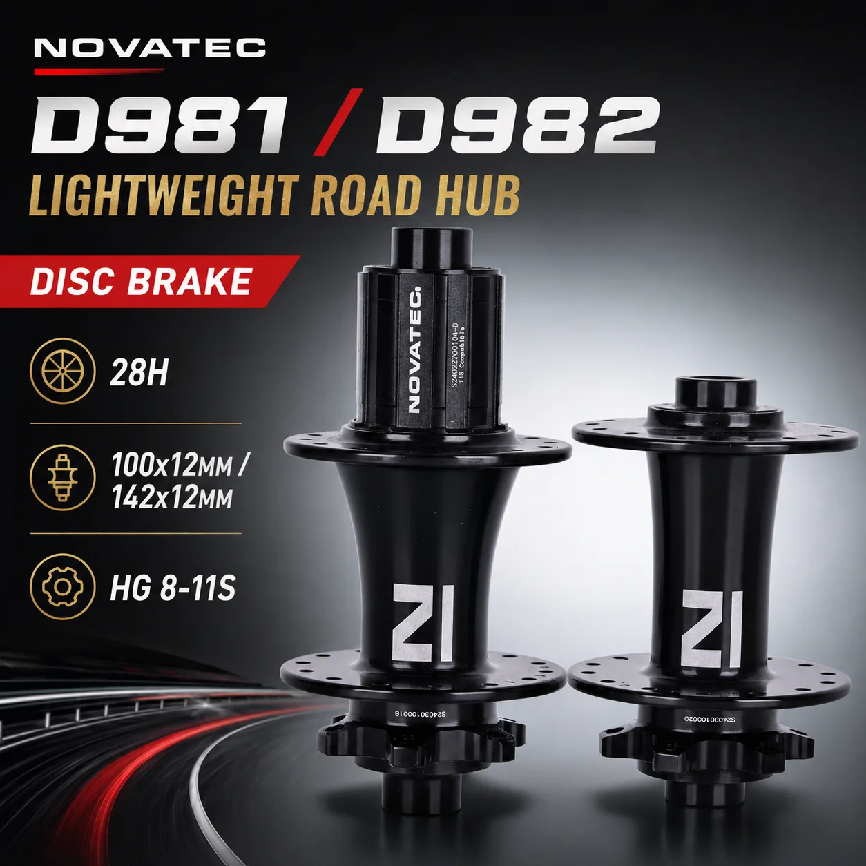 NOVATEC D981 D982 100x12MM 142x12MM 28 holes Road Bike Disc Brake Bearing Bicycle Hub For HG 8 9 10 11S