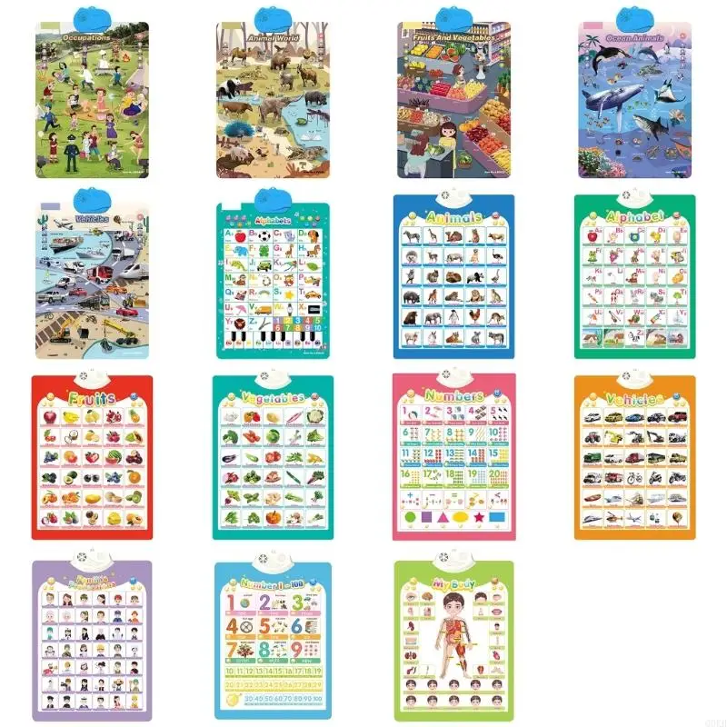 Q0KB Interactive Educational Wall Chart For Kids Early Learning and Cognition Props