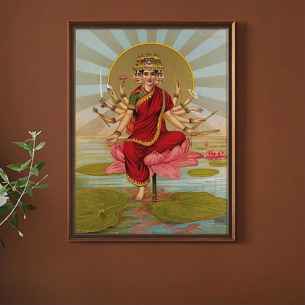 Hinduism Vintage Art Print Poster The Gayatri Hymn As A Goddess Canvas Painting Religion Wall Stickers Decor