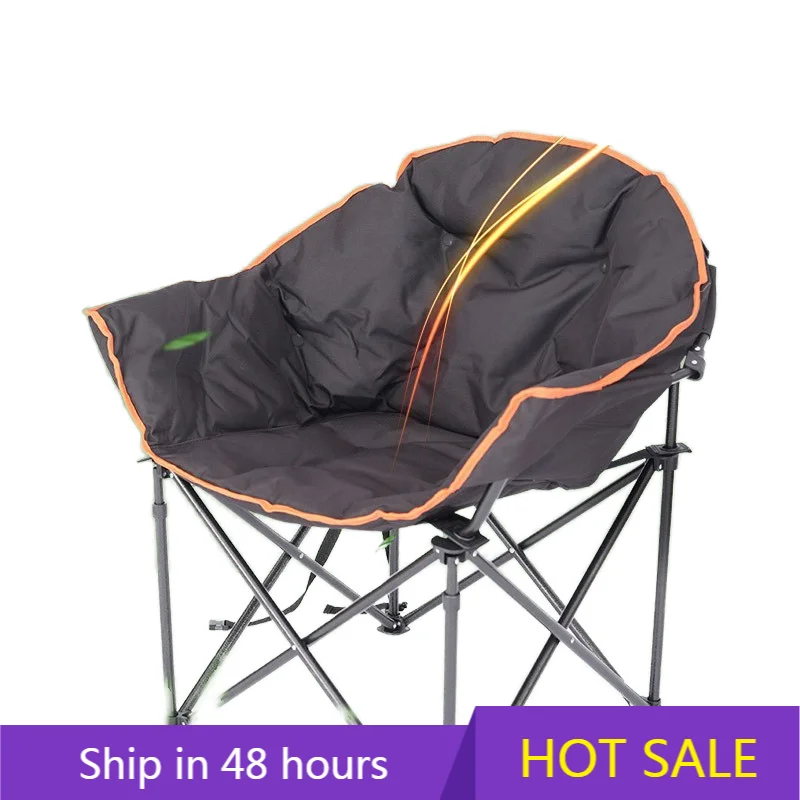 

YTYIN Portable Double-Layer Cotton-Padded Folding Moon Chair Large Simple Camping Sofa Steel Frame for Garden Outdoor Modern Des