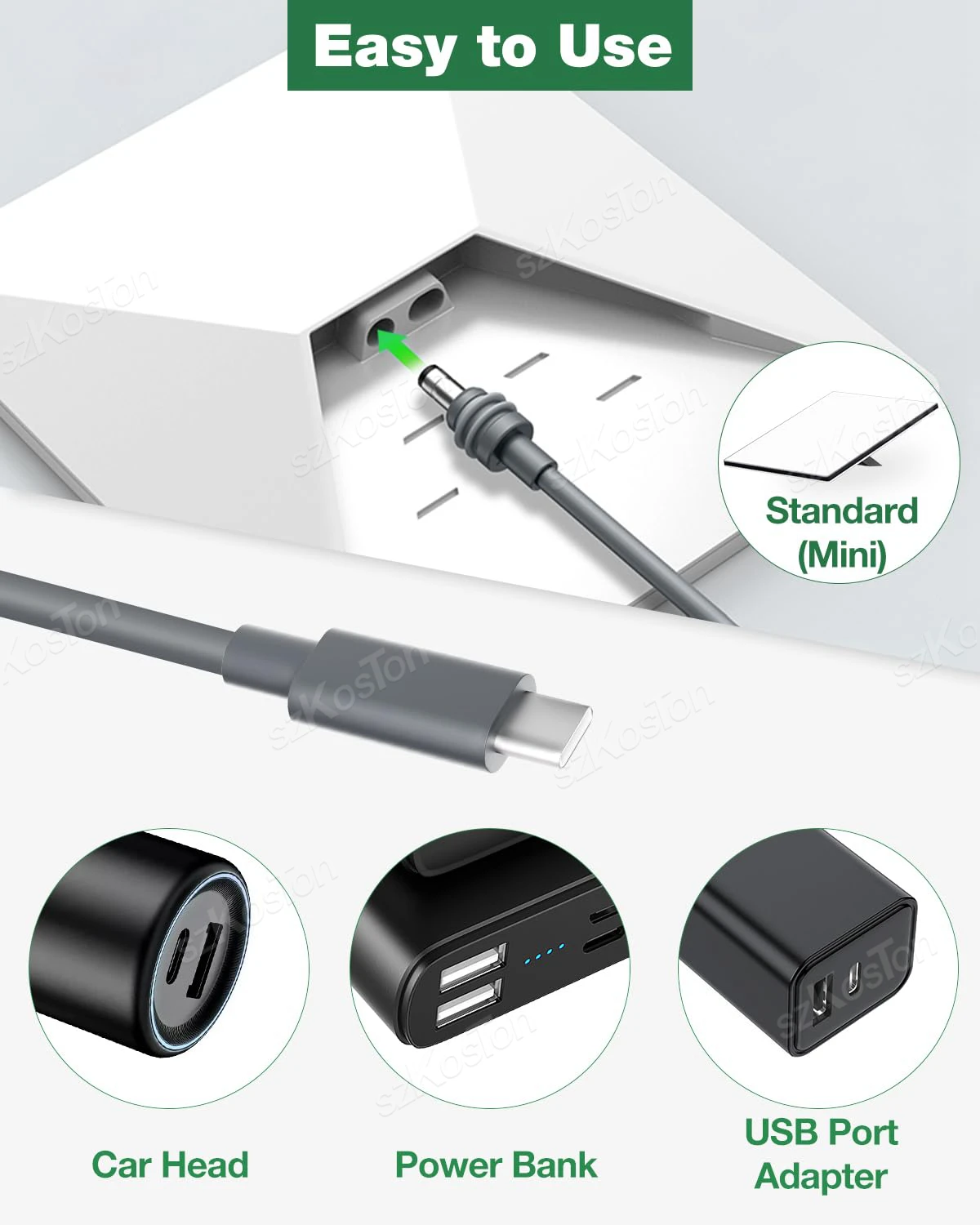 كابل طاقة من النوع C إلى تيار مستمر لسلك شحن محمول Starlink Mini Gen3 في الهواء الطلق باور بانك مدخل USB-C إلى كابل تيار مستمر لـ Starlink