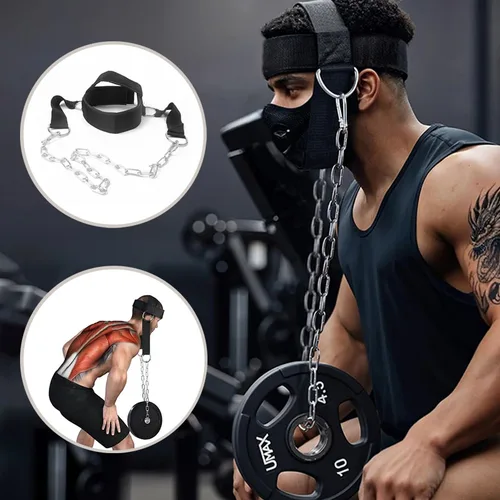 Imagen 1 del producto Arnés de cabeza para entrenamiento de cuello, gorro con soporte de peso, correa de ejercicio ajustable para fuerza corporal, entrenamiento de potencia muscular para el cuello, gimnasio y Fitness