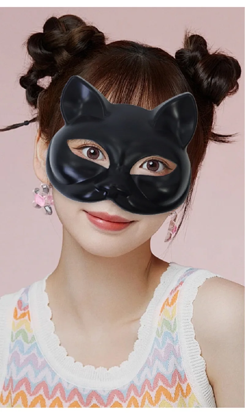 Halloween Cat Face Mask Made Of Plastic Vintage Light Panel Half Face Mask Women Men Venice Party Dance Party Costume Props