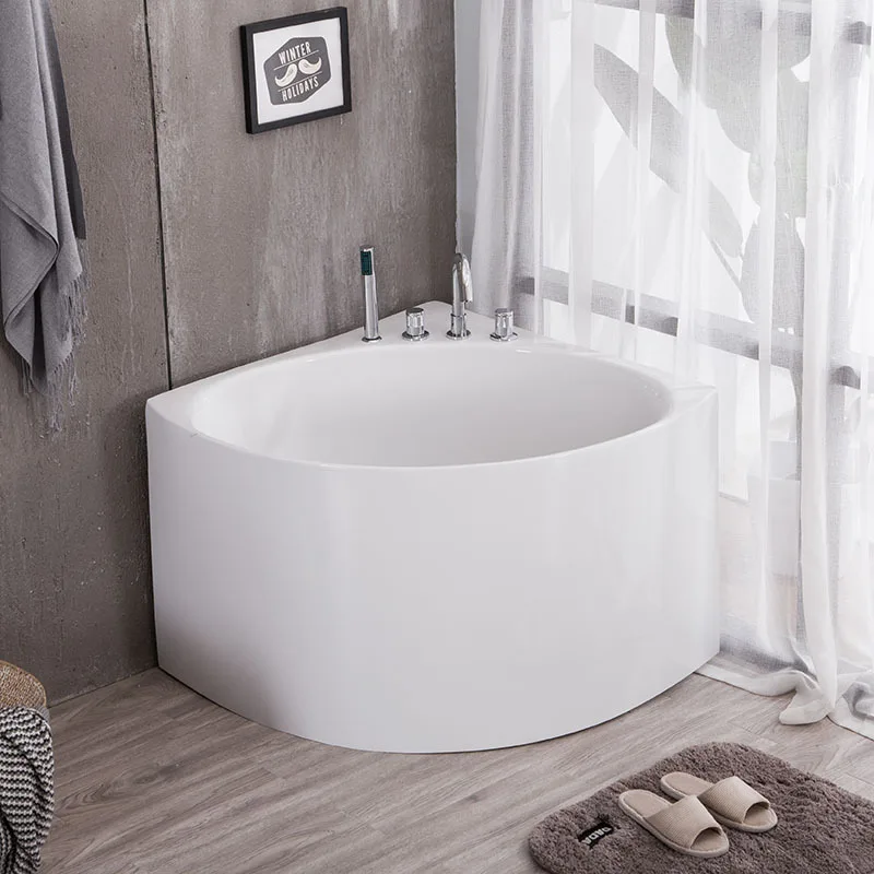 Acrylic bathtub Triangular bathtub, fan-shaped bathtub Deepened bath Corner bathtub Small apartment 0.8 0.9 1 meter