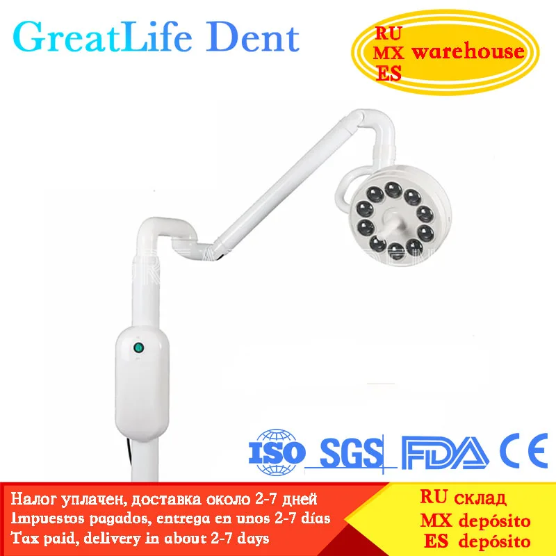 GreatLife Dent 40w 10 ledów mobilne zimne lampy Led badanie chirurgiczne medyczne bezcieniowe lampki dentystyczne lampa operacyjna światła