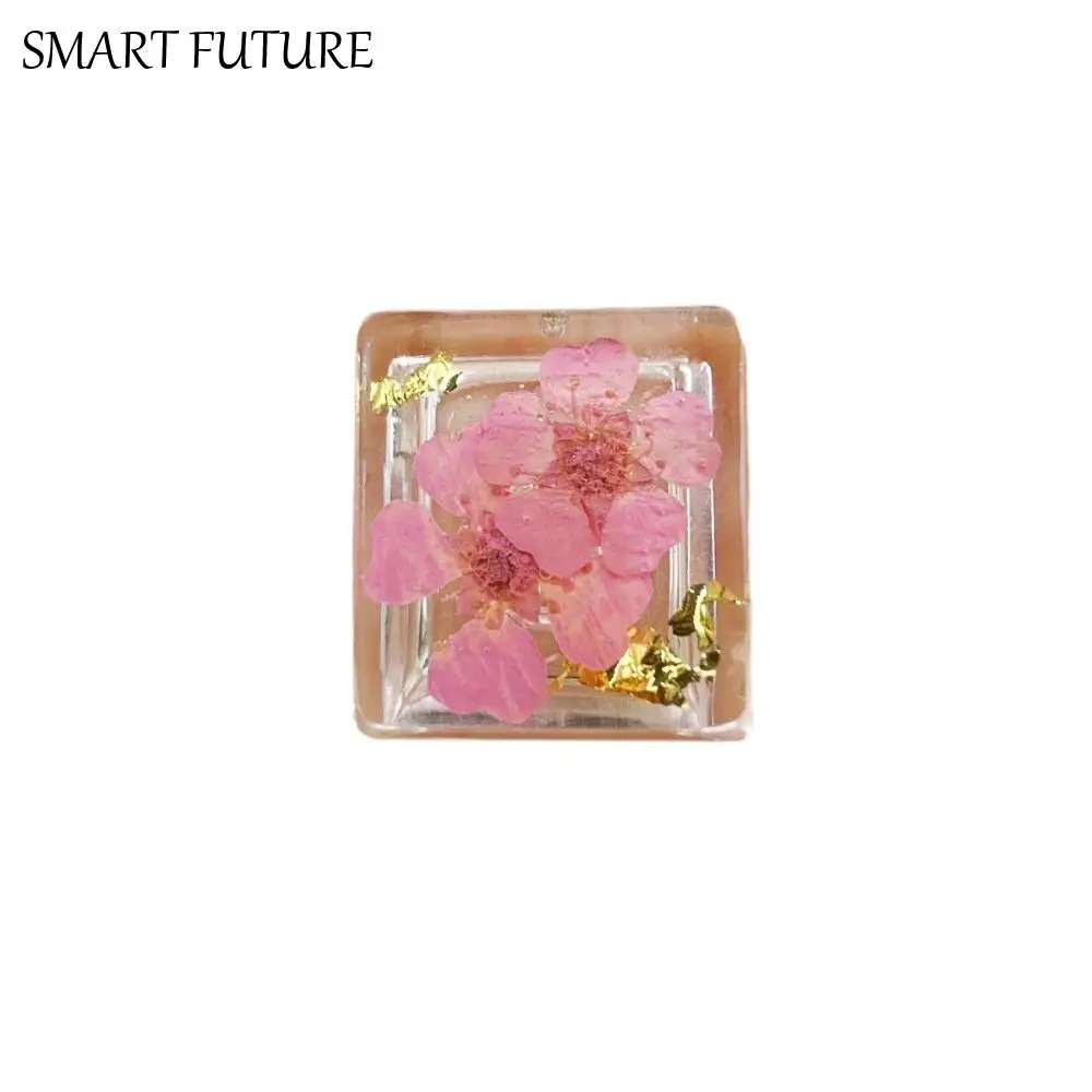 

Полупрозрачные колпачки для клавиш с сушеными цветами OEM R4, механическая клавиатура с сушеными цветами, украшение для клавиш, сделай сам, листья, смоляная колпачок для клавиш Cherry MX