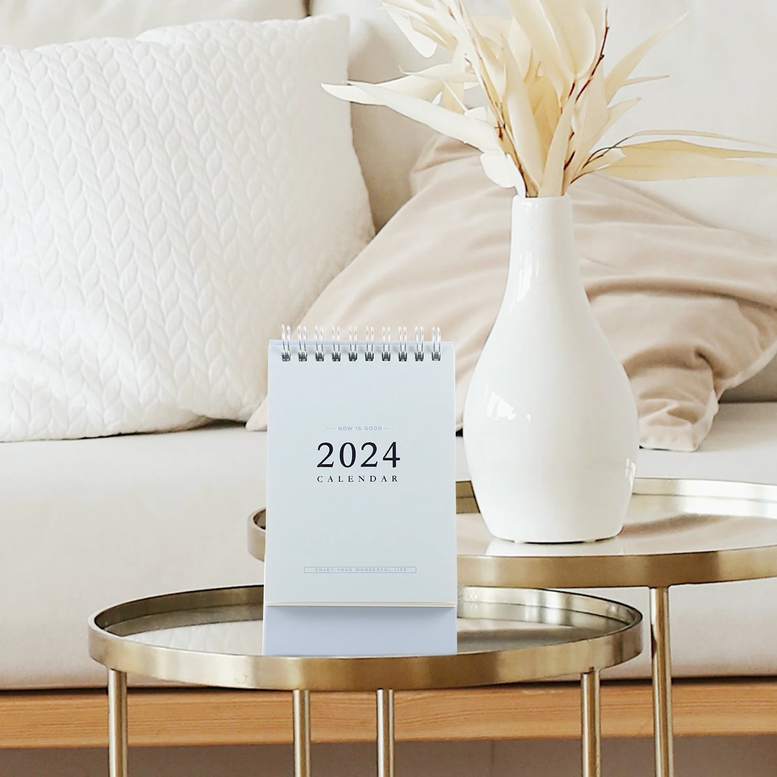

2023 2024 Desktop Calendar Small Size Pasture Green Paper Track Schedule Life Plan Perfect Gift Simple Style Home Decor