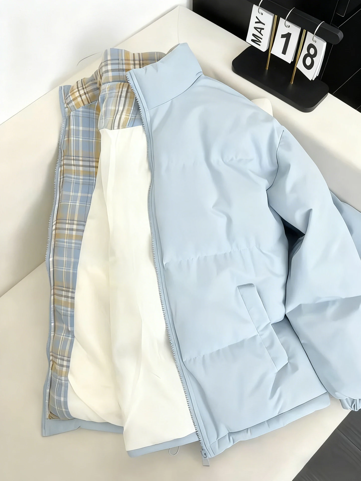 

Мужская зимняя куртка Cleanfit Light Blue с хлопковым наполнителем, в клетку, с дизайнерскими вставками, в американском стиле, теплая верхняя одежда