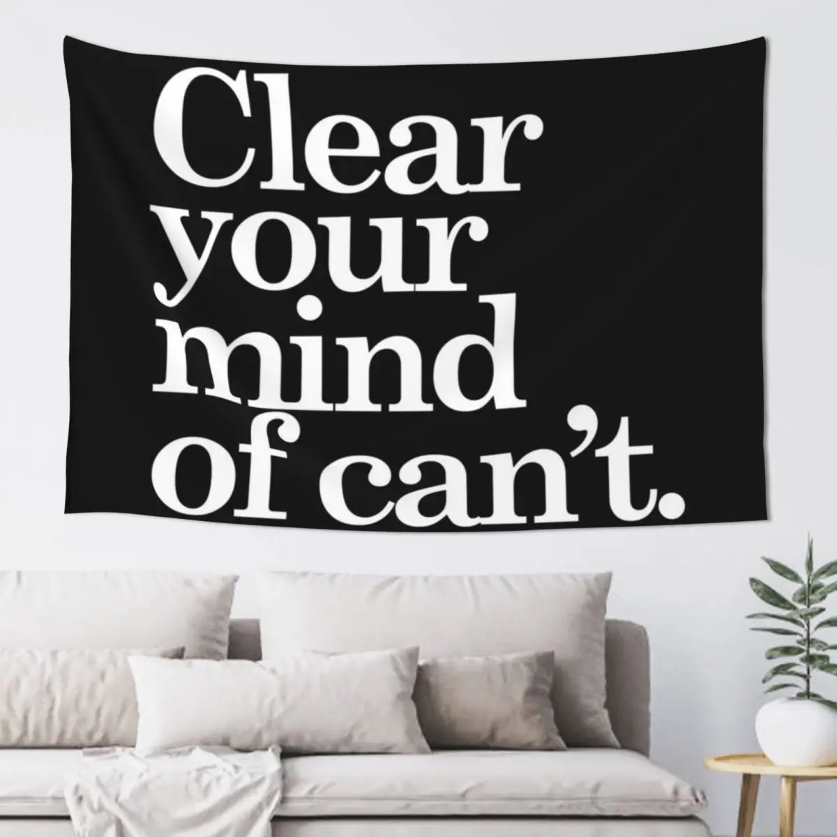 Clear Your Mind of Can't Black/White Tapestry Bedrooms Decor Hanging Wall Tapestry