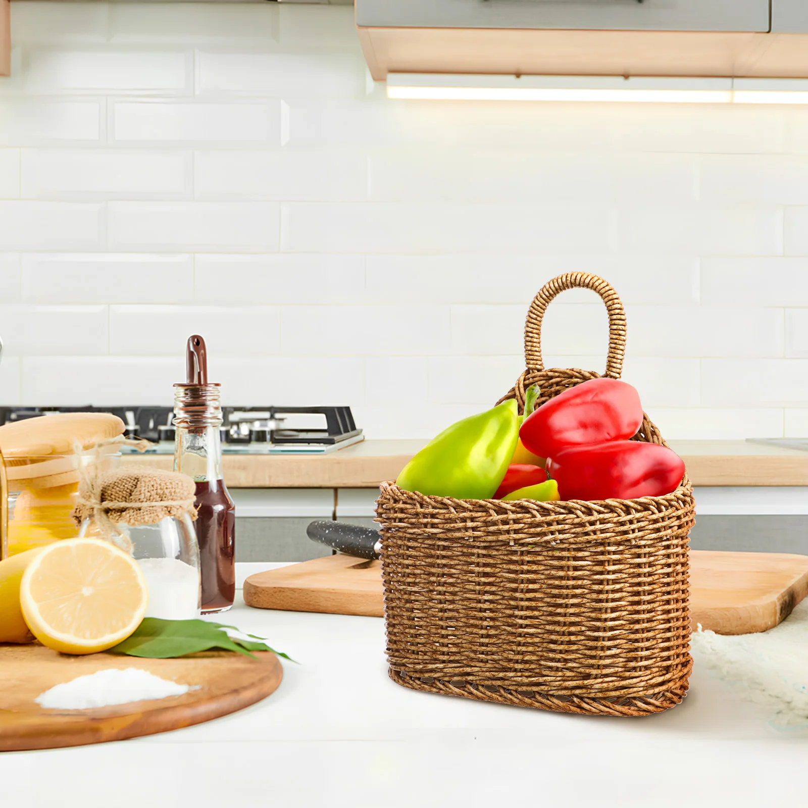 سلة تخزين المطبخ المنسوجة سلة معلقة بلاستيك قوي الثوم والزنجبيل صندوق تخزين البيض حامل سعة كبيرة