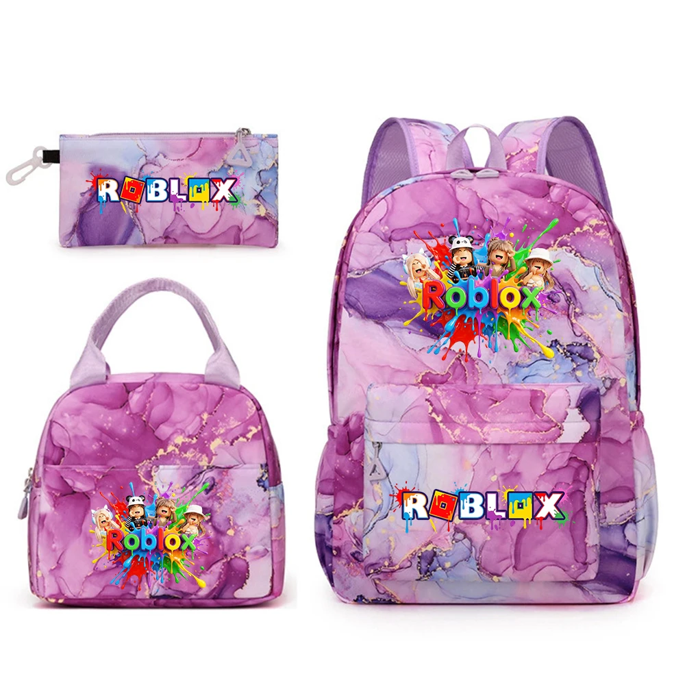 

Набор из 3 предметов с принтом Roblox: школьный рюкзак для девочек, сумка для обеда, пенал, дорожная сумка для студентов, комплект для книг