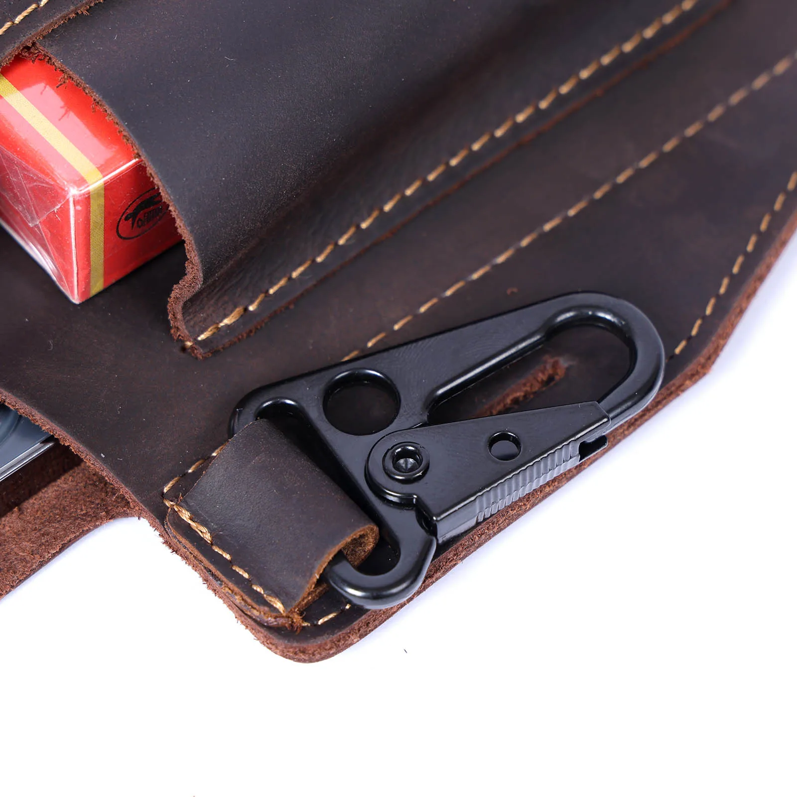 S.WORKER Vintage Herren-Gürteltasche aus Vollnarbenleder, Echtleder-Freizeitgürteltasche für Handy und Schlüssel. – Detail 13