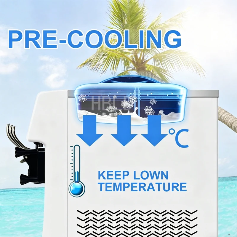 Commercial Dual System Electric Ice Cream Machine Multifunctional Three Flavors Chocolate Sundae Maker for Business Use