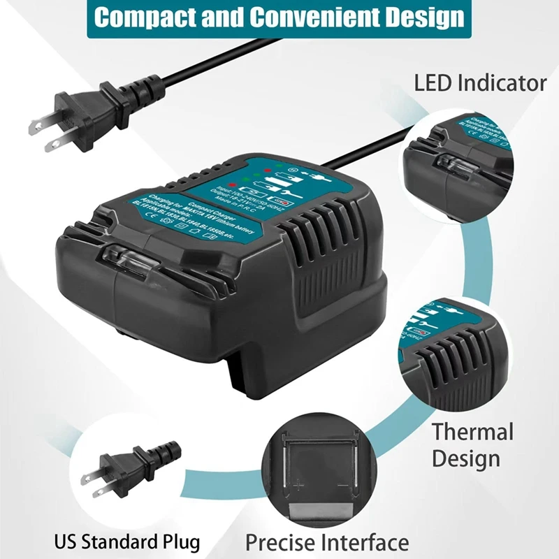 Replace For Makita 18V Mini Charger DC18RC Replace Charger For Makita Lithium Batteries BL1860 BL1450 BL1830