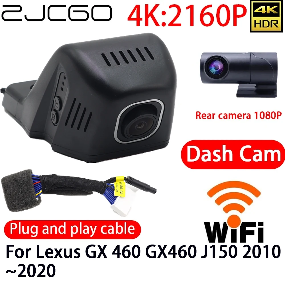 ZJCGO 4K Car DVR Dash Cam Wifi Front Rear Camera 24h Monitor Lexus GX 460 GX460 J150 2010~2020