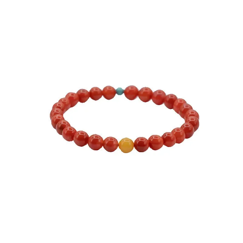 Natural persimmon red Nanhong agate bracelet beeswax turquoise transfer beads beaded millet beads 4mm multi-circle bracelet