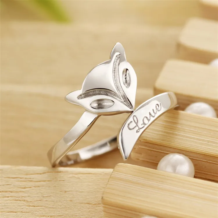 

925 Sterling Silver Ring Adjustable Fox for Women Man Beautiful Ring Fashion Wedding Engagement Jewelry Party Women Gifts