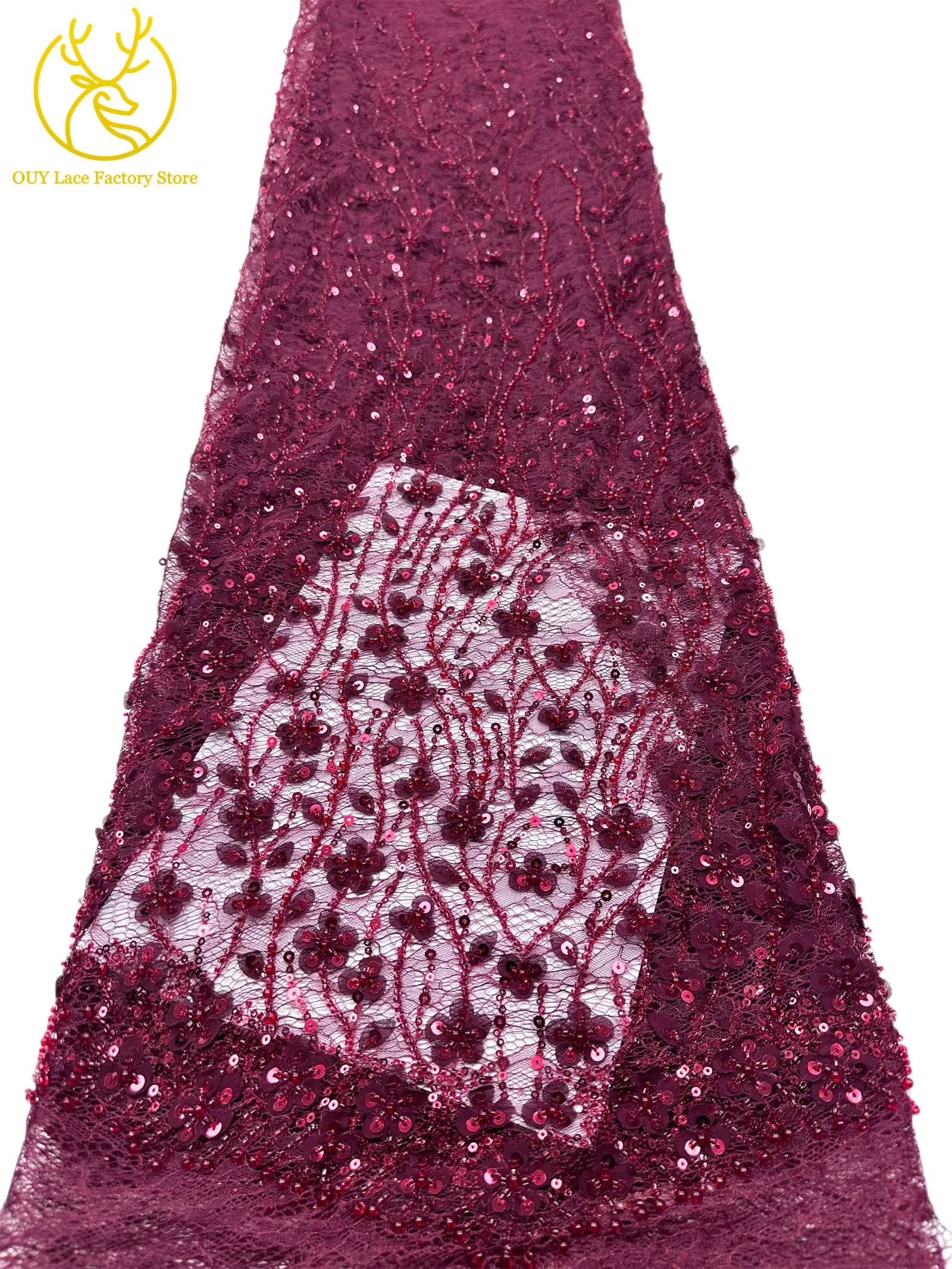 Olivgrüner afrikanischer Brautkleid-Spitzenstoff 2026, hochwertige nigerianische Pailletten-Stickerei-Spitze für Brautkleider und Partykleider zum Nähen – Detail 26