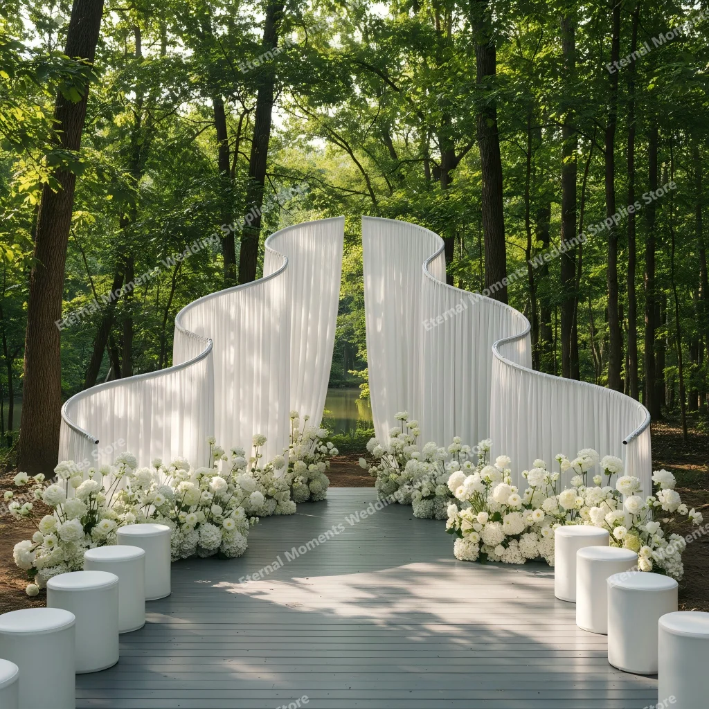 Höhenverstellbarer, gewellter Metall-Außenbogen im Ins-Stil – Dekorativer Hintergrund für Hochzeiten, Partys und Bühnenfotografie – Detail 1