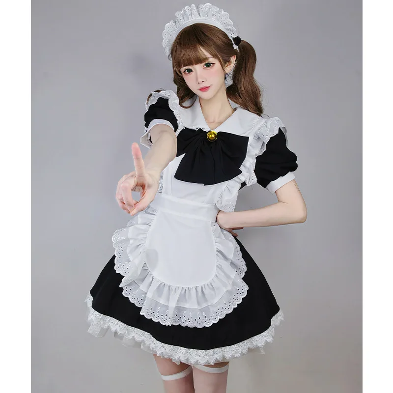 Japanische schwarz-weiß Dienst mädchen Kleid weichen Mädchen Rock Anime Prinzessin großen Rock Saum Coswear Dienst mädchen Uniform Set