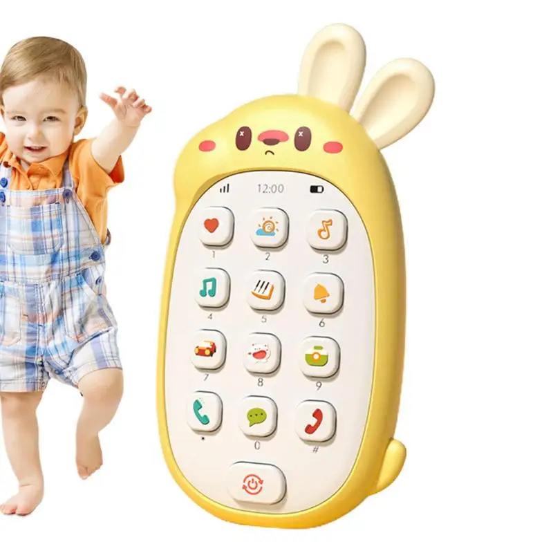 Jouet de téléphone en forme de lapin mignon pour enfant, jouet avec batterie d'oreille à mâcher, jouet bilingue multifonctionnel, 62 dos