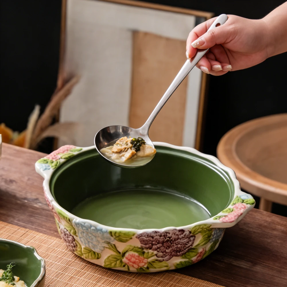 

Керамическая супница в западном стиле, посуда с подглазурной росписью в виде гортензий, набор кофейных чашек с блюдцами для дома