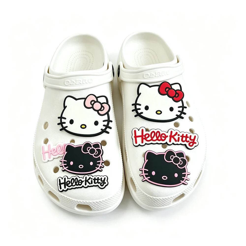 2-6PCS big head hello Kitty letter Shoe Charm Mix Wholesale PVC Decoration Buckle Sandal Shoe Detachable Waterproof To Xmas Gift